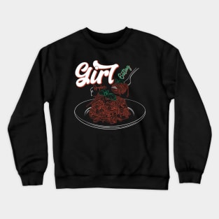 Girl Eating Spaghetti Crewneck Sweatshirt